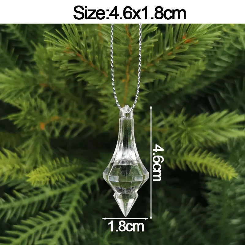 5pcs 2026 Christmas Decoration Crystal Acrylic Ornament Snowflake Elk Snowman Bow Christmas Tree Hanging Pendant New Year Kerst