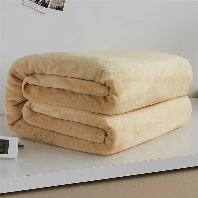 Coral Fleece Flannel Blankets For Beds 230gsm Solid Color Soft Warm Mink Throw Thin Bedspread Sofa Cover Faux Fur Plaid Blanket