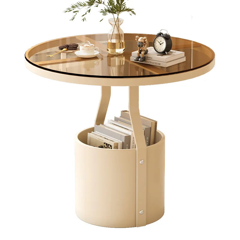 Coffee table light luxury rock slab round sofa side few bedrooms bedside small table balcony small round table