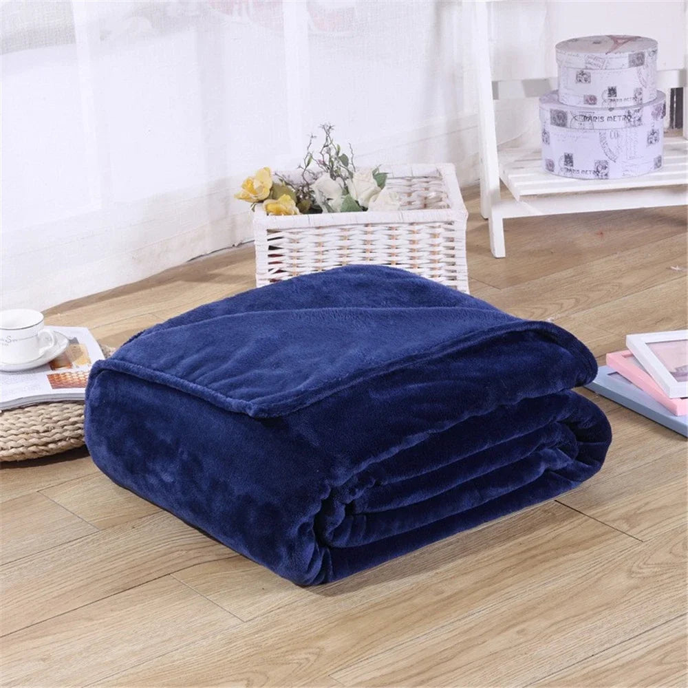 Coral Fleece Flannel Blankets For Beds 230gsm Solid Color Soft Warm Mink Throw Thin Bedspread Sofa Cover Faux Fur Plaid Blanket
