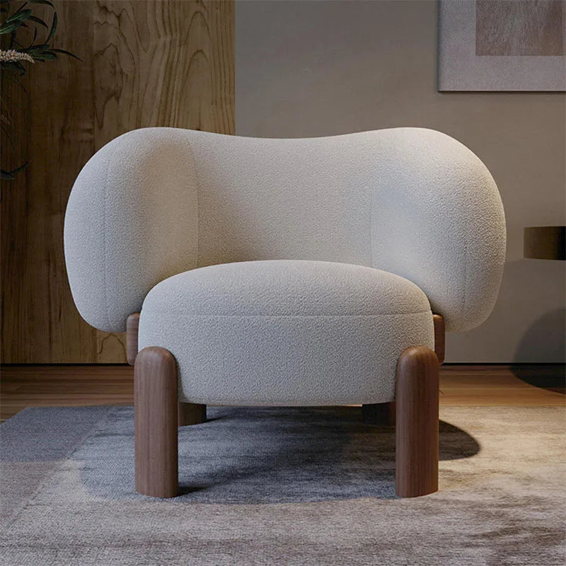 Single Sofa Chair for Living Room Furniture Upholstered Accent Chair Lambswool Fabric Lounge Chair Bedroom & Apartment Use