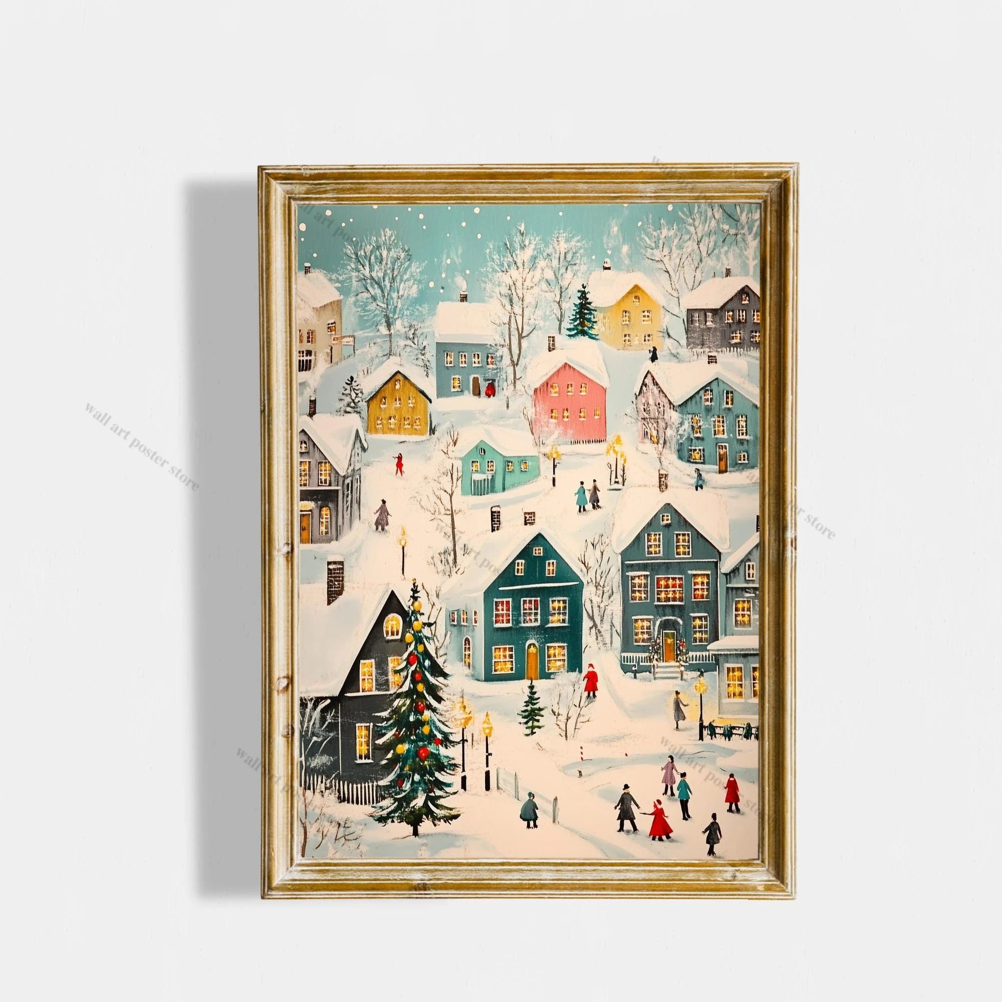 Winter Town Holiday Printable Wall Art