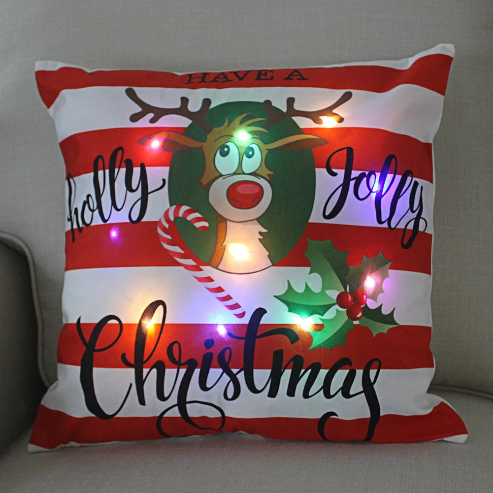 Christmas Decoration LED Pillowcase 45cm Pillow Cushion Cover with Lights New Year Decor Christmas Decorations for Home