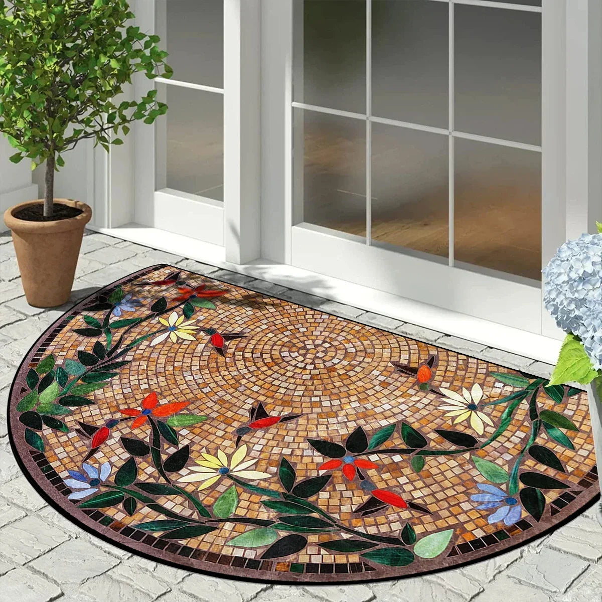 VIKAMA Summer American-style Retro Anti-slip Entrance Door Mat, Wear-resistant Entrance Hall Absorbent Carpet, Home Decoration