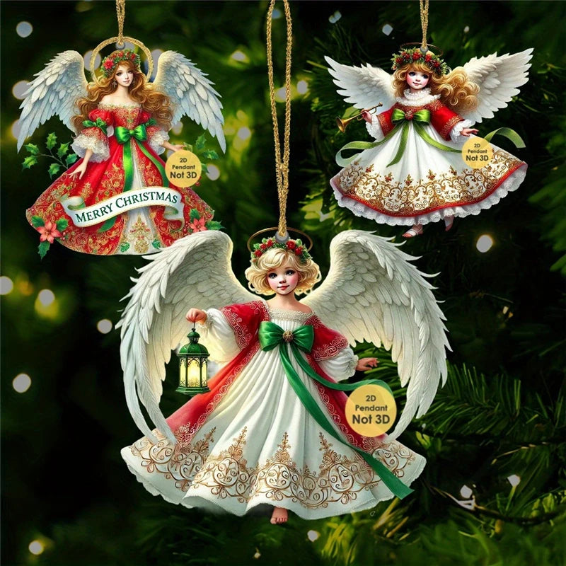 Angel Wooden Pendant Xmas Hanging Ornament