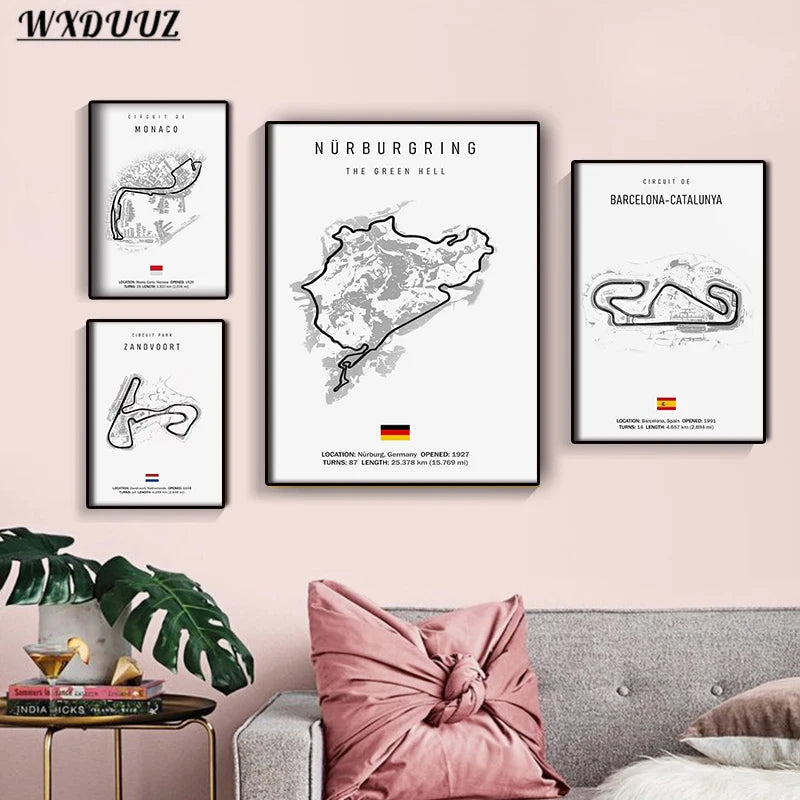 Classic Formula 1 Tracks Wall Art