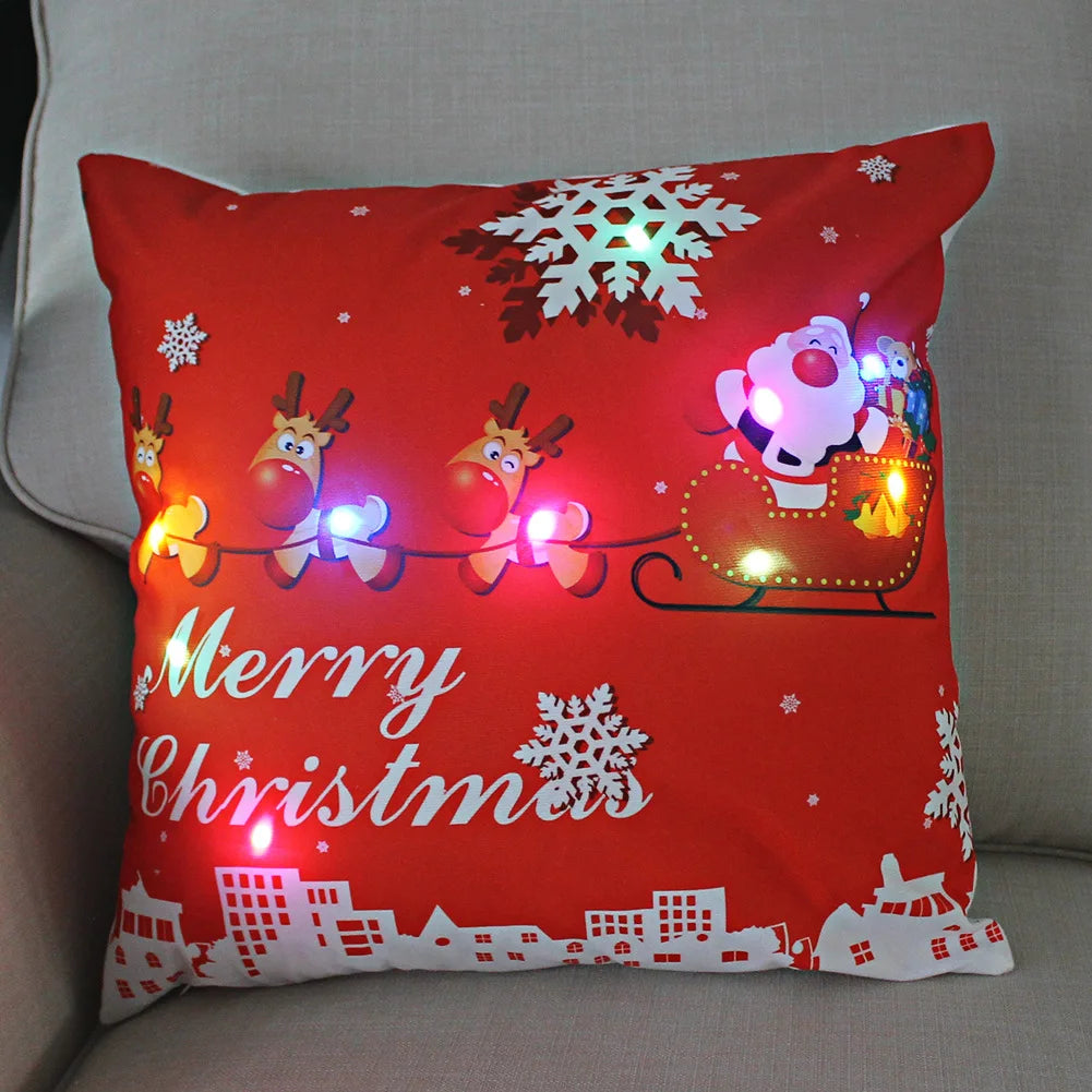Christmas Decoration LED Pillowcase 45cm Pillow Cushion Cover with Lights New Year Decor Christmas Decorations for Home