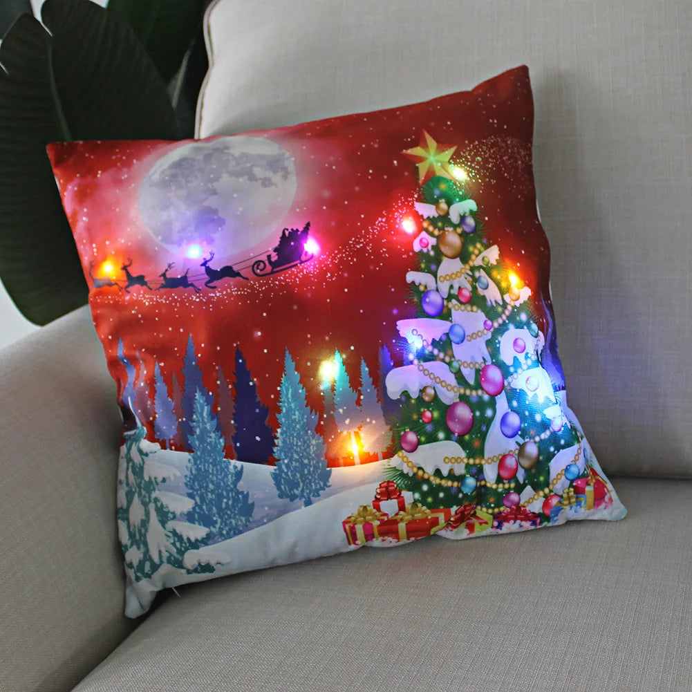 Christmas Decoration LED Pillowcase 45cm Pillow Cushion Cover with Lights New Year Decor Christmas Decorations for Home