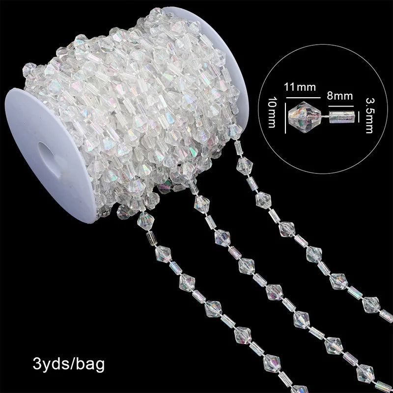 2025 Christmas Decoration Bead String Clear Colored Round Diamond Scale Shape Bead String For Wedding Valentine's Thanksgiving