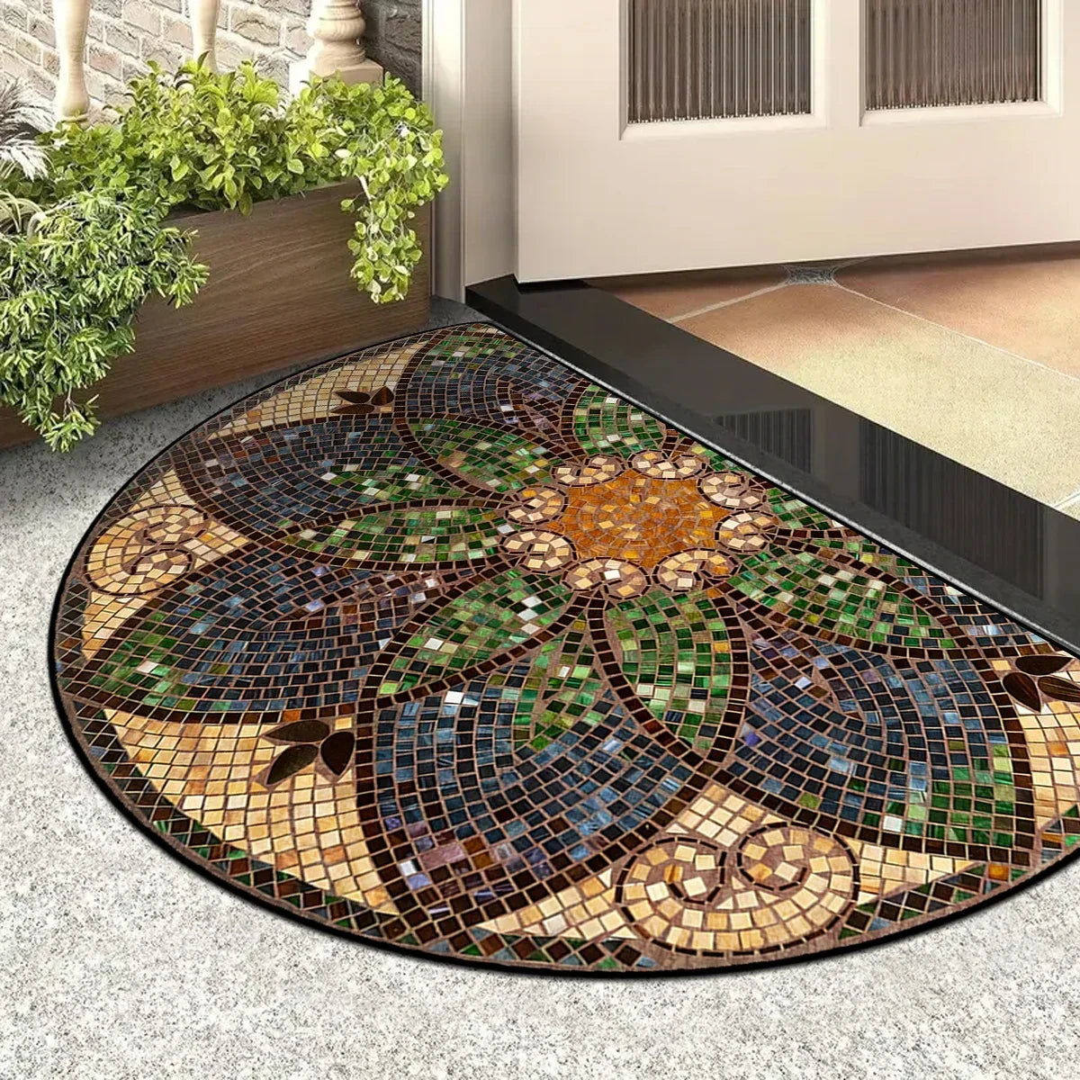 VIKAMA Summer American-style Retro Anti-slip Entrance Door Mat, Wear-resistant Entrance Hall Absorbent Carpet, Home Decoration